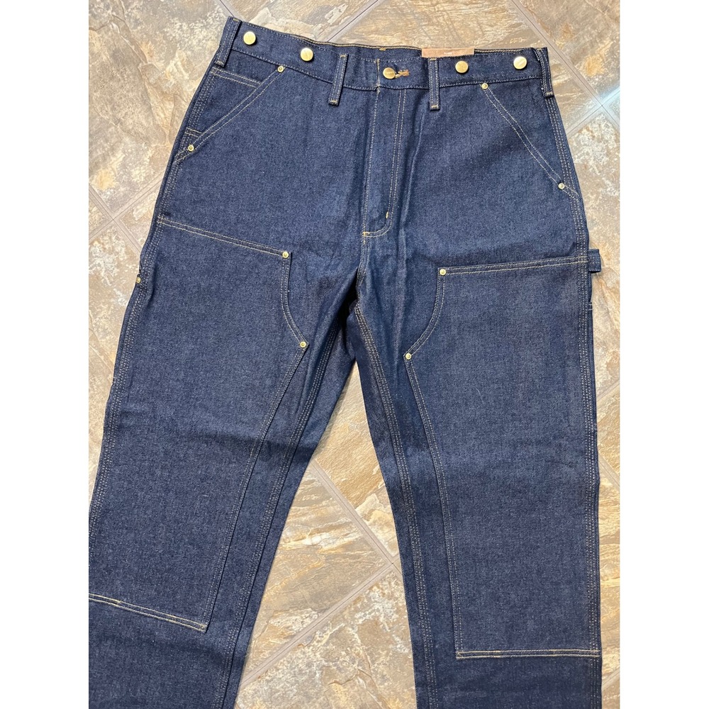Carhartt Logger Dungarees Men 34x30 Blue NEW Double Front B07 DNM Work Pants - Picture 2 of 10